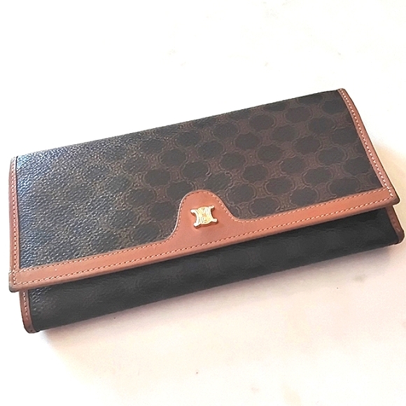 Celine Macadam Long Wallet Leather & Canvas Kisslock Section - Picture 17 of 17